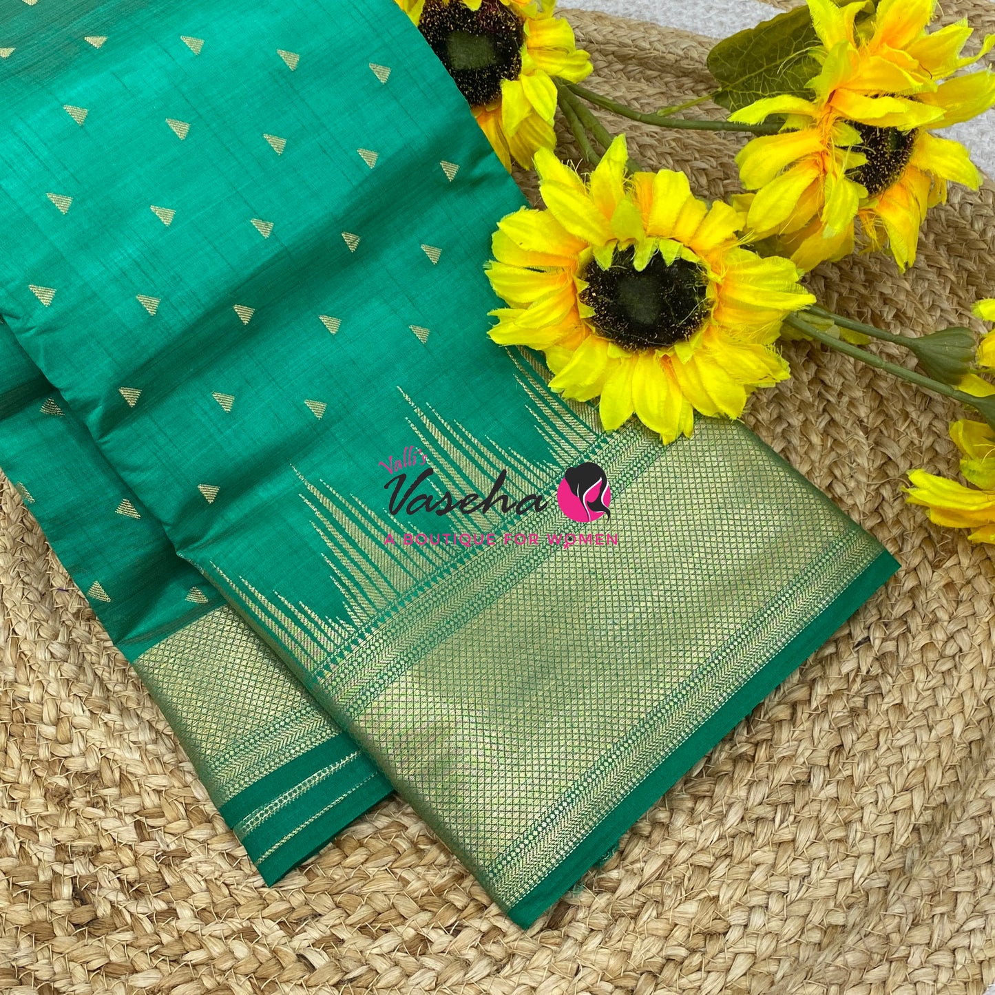 Semi Tussar Silk Saree | Green Shade |VVSTS054