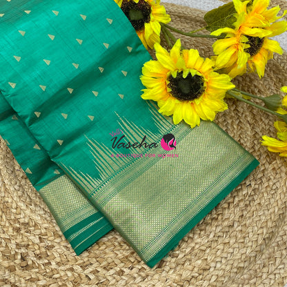 Semi Tussar Silk Saree | Green Shade |VVSTS054