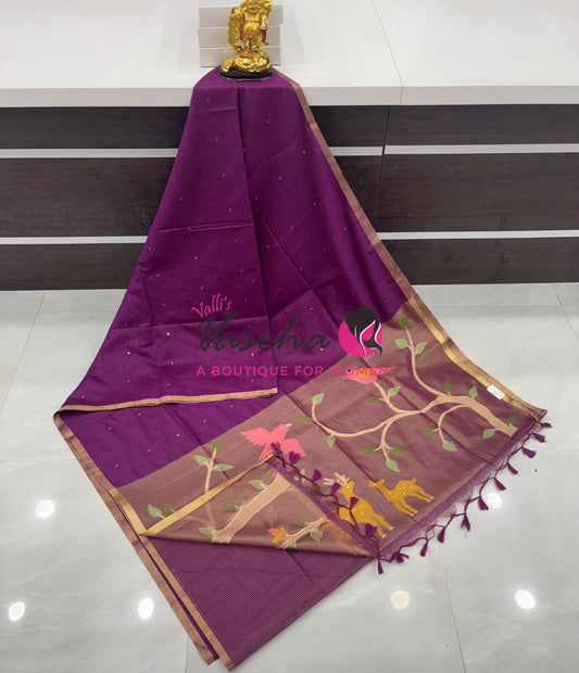 Semi Duppion Tussar Silk Saree | Purple Shade |VVSDT001