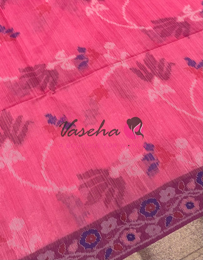 Semi Raw Silk - Pink With Purple Shade - VVRS009