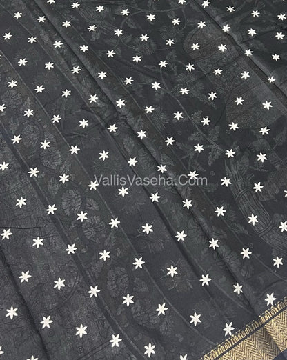 Semi Binny / Semi Crepe Silk - White & Black - VVSBS005