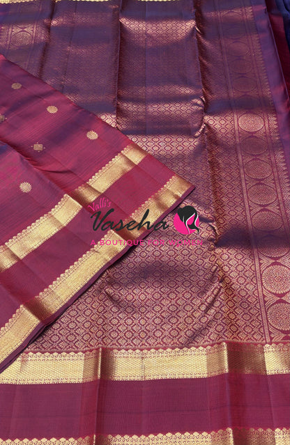 Pure Kanchipuram Silk Saree - Dual Tone Maroon Shade - VVPS095
