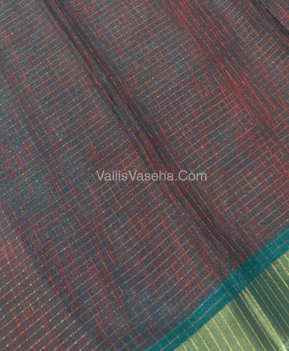 Light Weight Fancy Mixed Kota Cotton - Varli Design Printed Saree - Ramar Blue Shade - VVKPC001