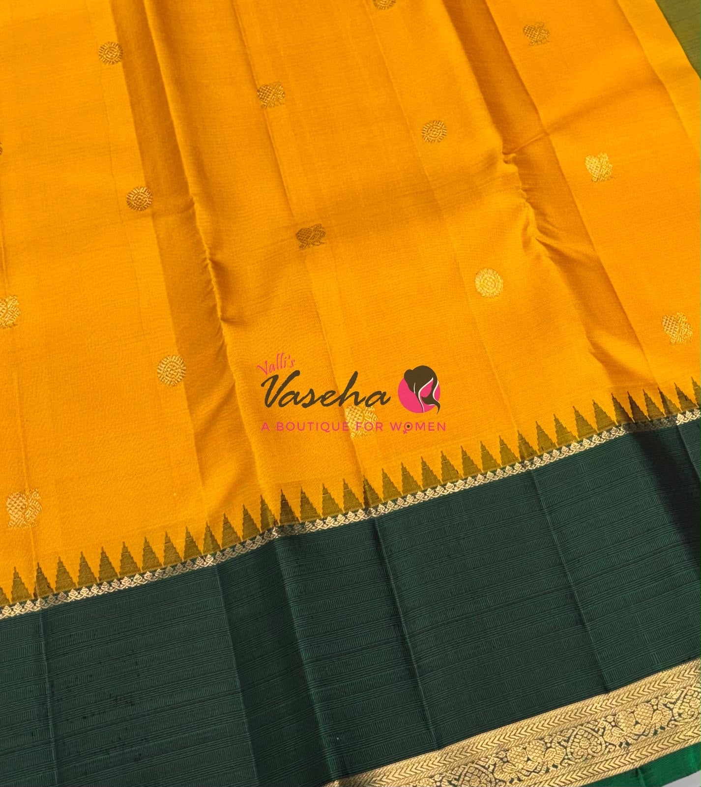 Pure Vintage Korvai Kanchipuram Silk Saree - Yellow & Green Combo - VVPS047