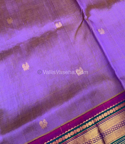 Pure Korvai Silk Cotton Saree - Dual Tone Purple with Purplish Pink - VVKSC004