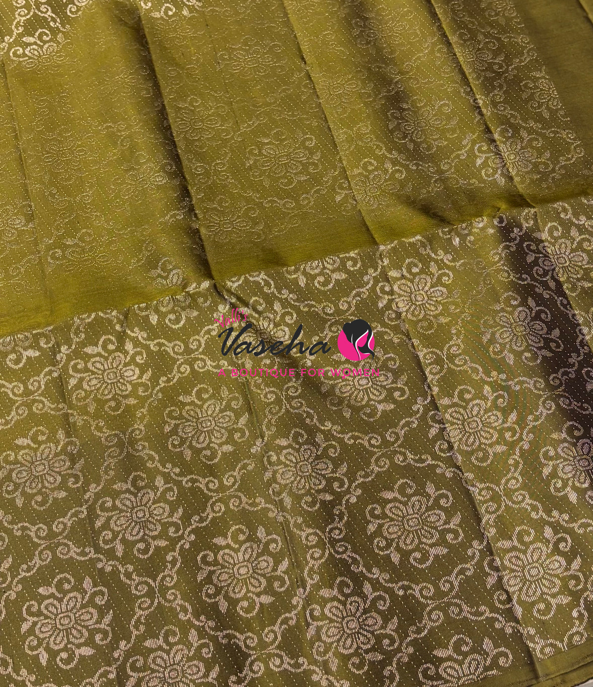 Pure Soft Silk Saree - Grey & Mahendi Green - VVPSS126