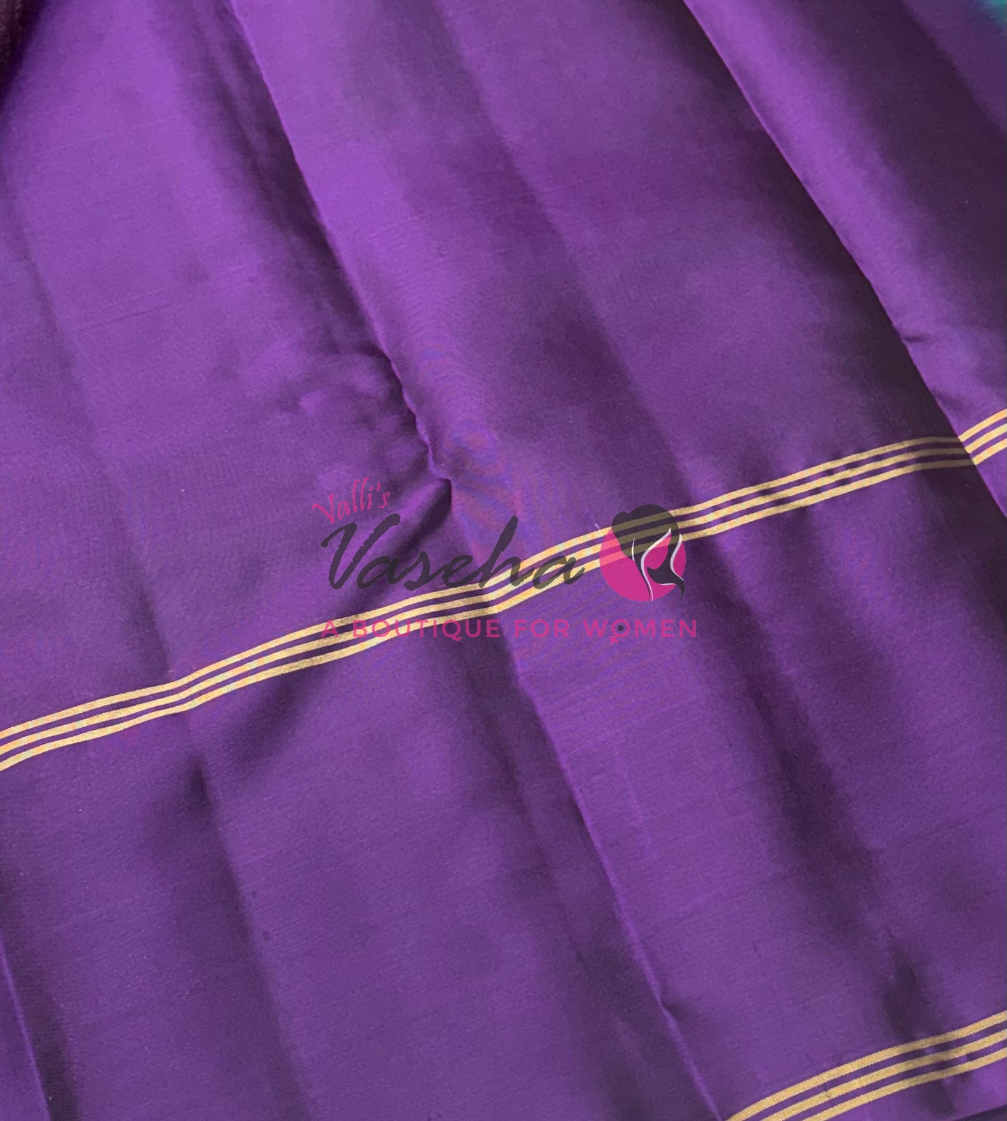 Half Mix - Pure Soft Silk Saree - Long Retta Petta Border with Butta - VVPSS105
