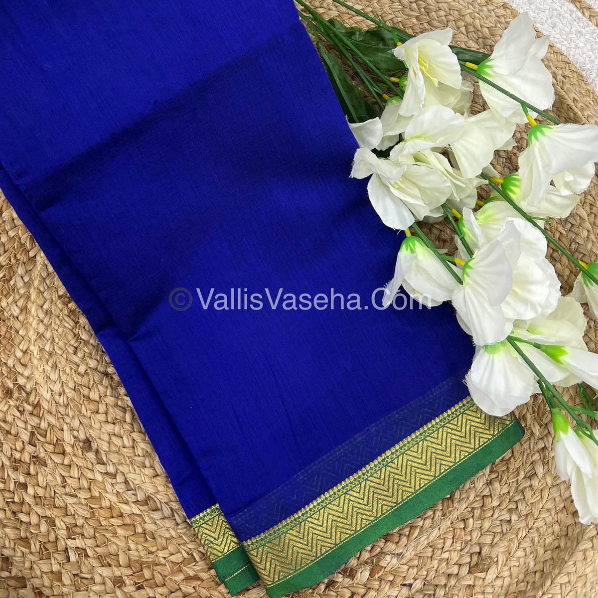 Fancy Mixed Cotton - Royal Blue With Green Shade - VVFMC005