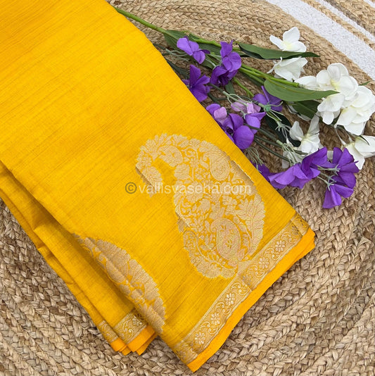 Semi Tussar Silk - Mango Yellow Shade - VVSTS002