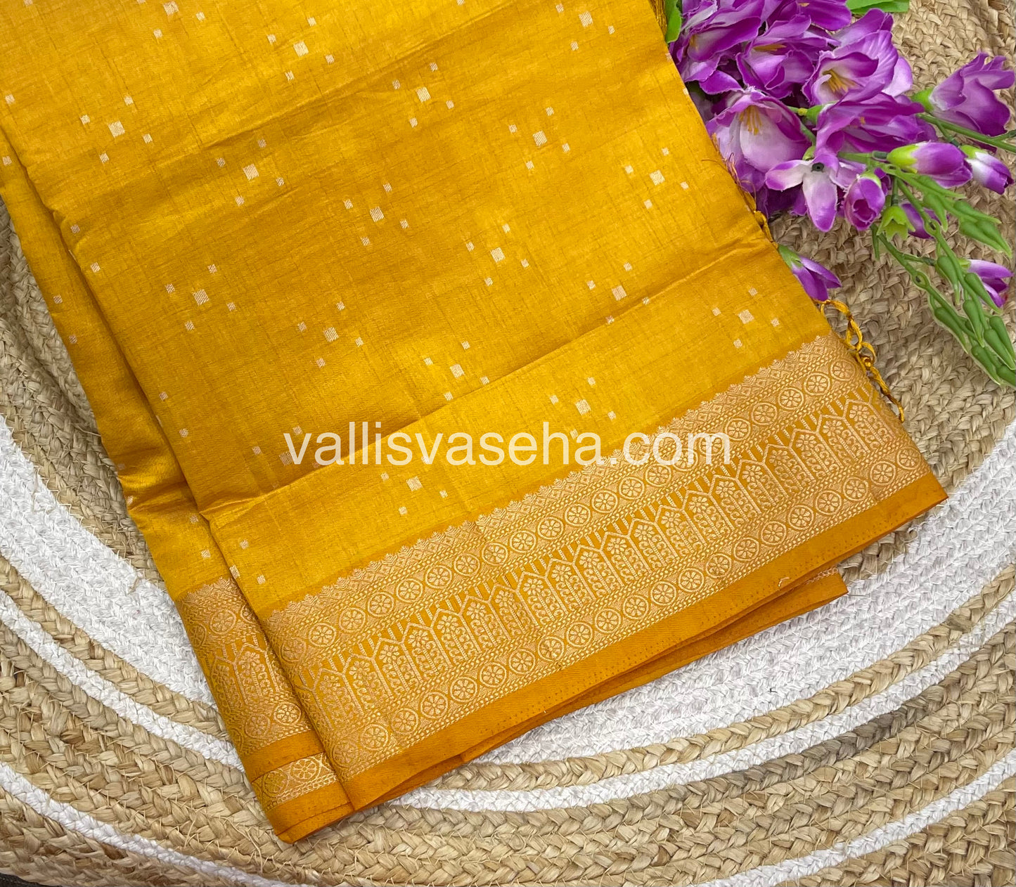 Semi Tussar Silk - Grand Pallu - Yellow Shade - VVSTS031