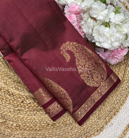 Semi Tussar Silk - Big Mango - Maroon ( Jamun / Beetroot) Shade - VVSTS002