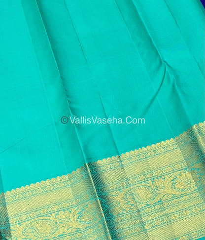 Pure Kanchipuram Silk Saree - Blue & Teal Green - VVPS014