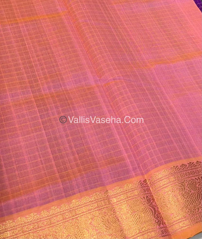 Pure Silk Cotton Saree - Purple With Peach Shade - Lakshadeepam Design - VVPLD001
