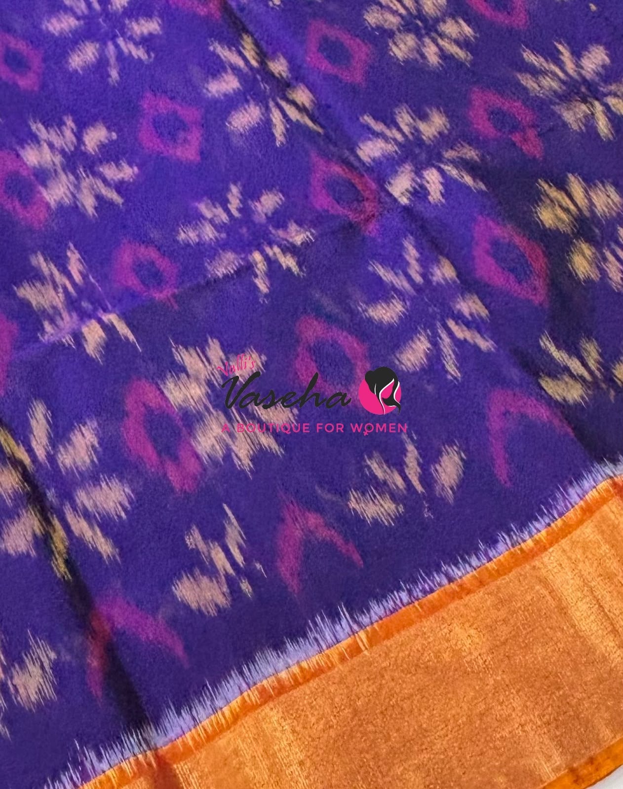Pochampally Silk Cotton Saree - Purple & Orange Shade - VVPPS001