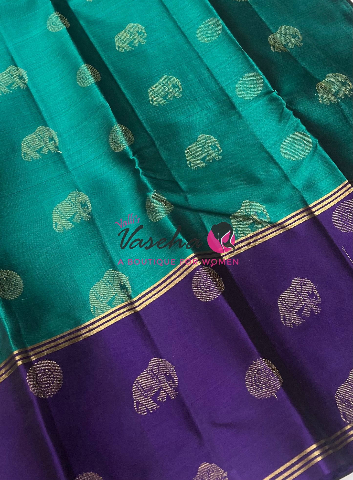 Half Mix - Pure Soft Silk Saree - Long Retta Petta Border with Butta - VVPSS084