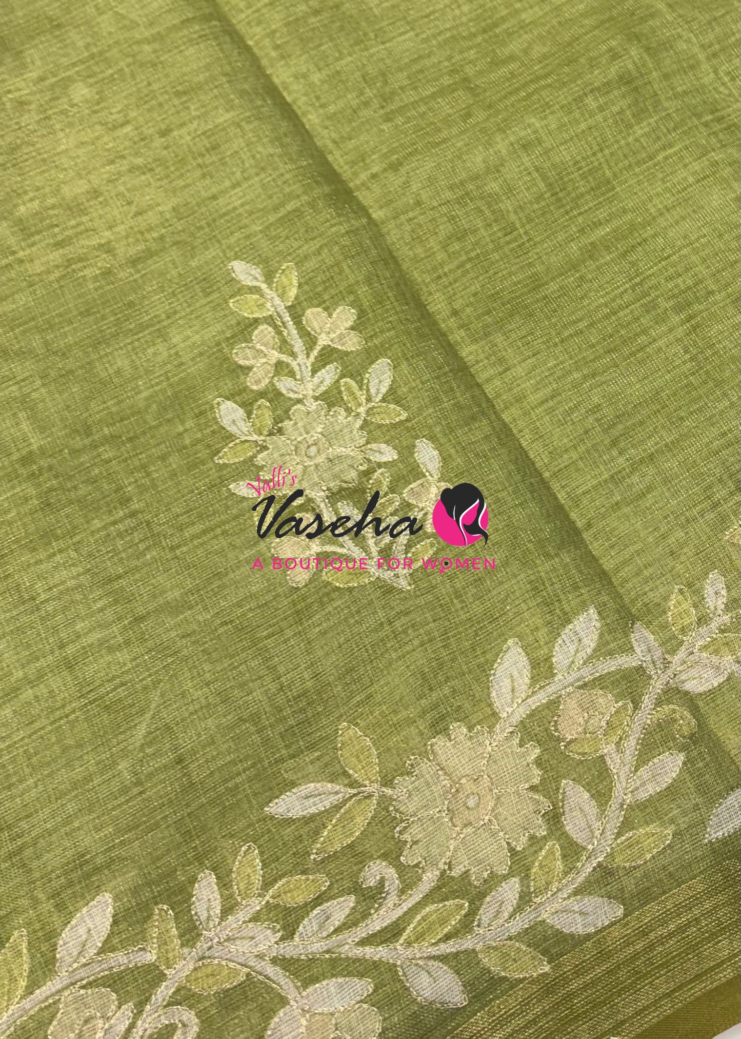 Linen Tissue Saree - Green Shade - VVLTS002