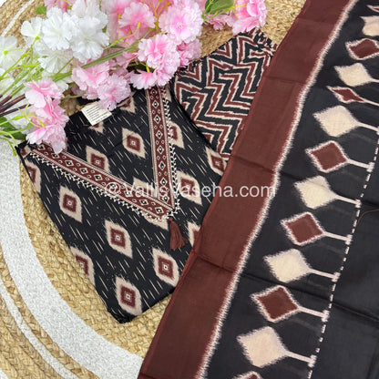 Readymade 3pc Set - Ikkat Print - VVRMS002