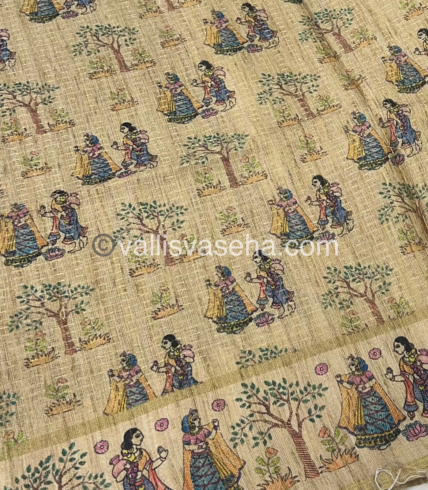 Semi Tussar Silk - Vairavoosi Design - Brown & Cream Shade - VVSTS030
