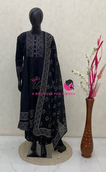 Ready Made | Anarkali Set  |Salwar, Kameez & Duppatta(3pc)|Cotton |VVRMS038