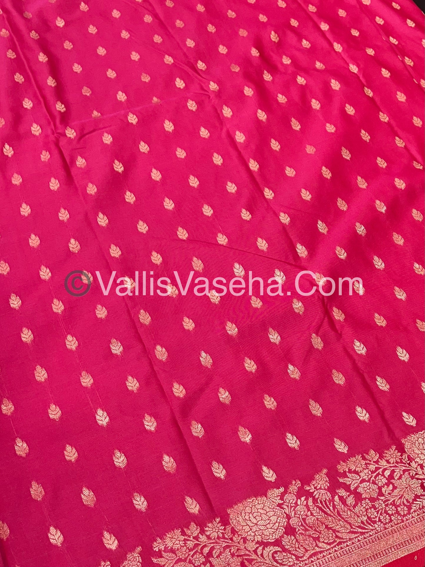 Semi Soft Silk with Border - Bright Pink Shade  -VVSSS012