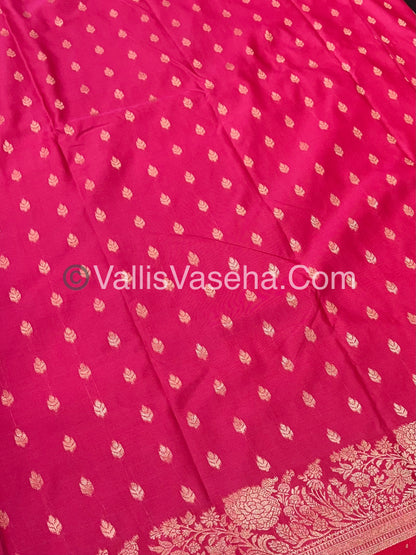 Semi Soft Silk with Border - Bright Pink Shade  -VVSSS012