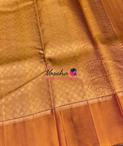 Pure Kanchipuram Silk Saree - Maroon & Orange Combo - VVPS046