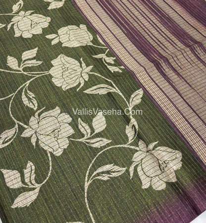 Art Tussar / Art Silk - Green & Brown - VVATS004