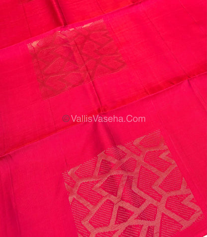 Pure Soft Silk Saree - Light weight - Borderless - Red &  Blue - VVPSS027