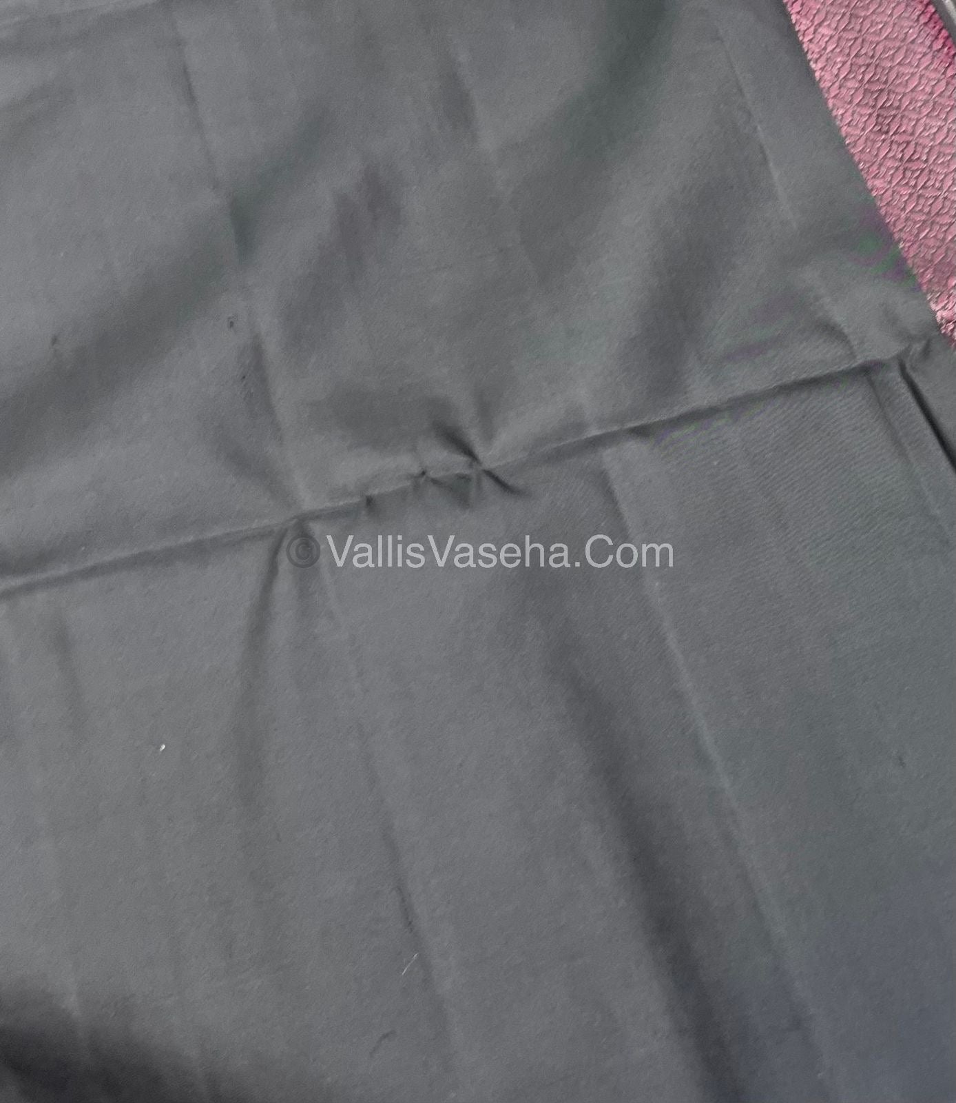 Pure Soft Silk Saree - Antique Zari - Border Less - Black - VVPSS037