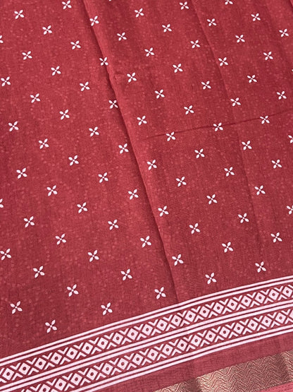 Casual Wear - Fancy Mixed Muslin Cotton - Merun Shade - VVFMC003