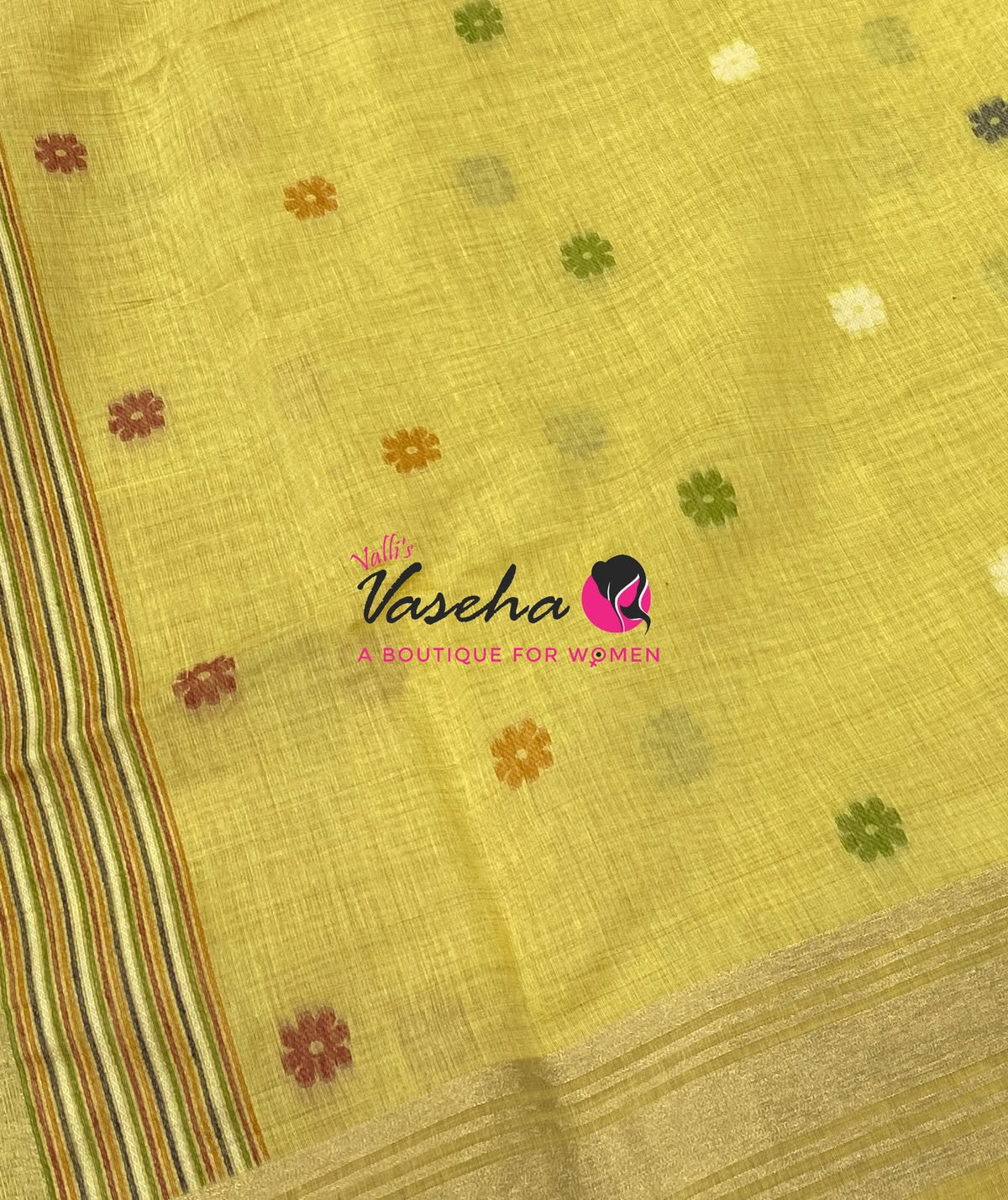 Muga Tissue Linen Saree - Yellow Shade - VVMLT003