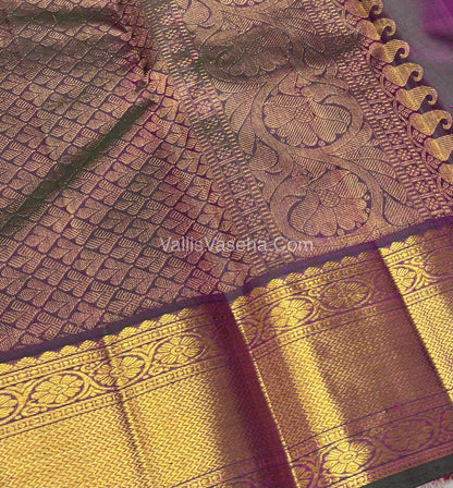Pure Kanchipuram Silk Saree - Pink & Manthulir Purple Combo - VVPS026
