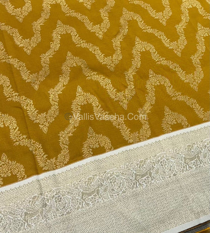 Semi Kanchi Silk - Mustard Yellow & Cream Shade  - VVSKS004