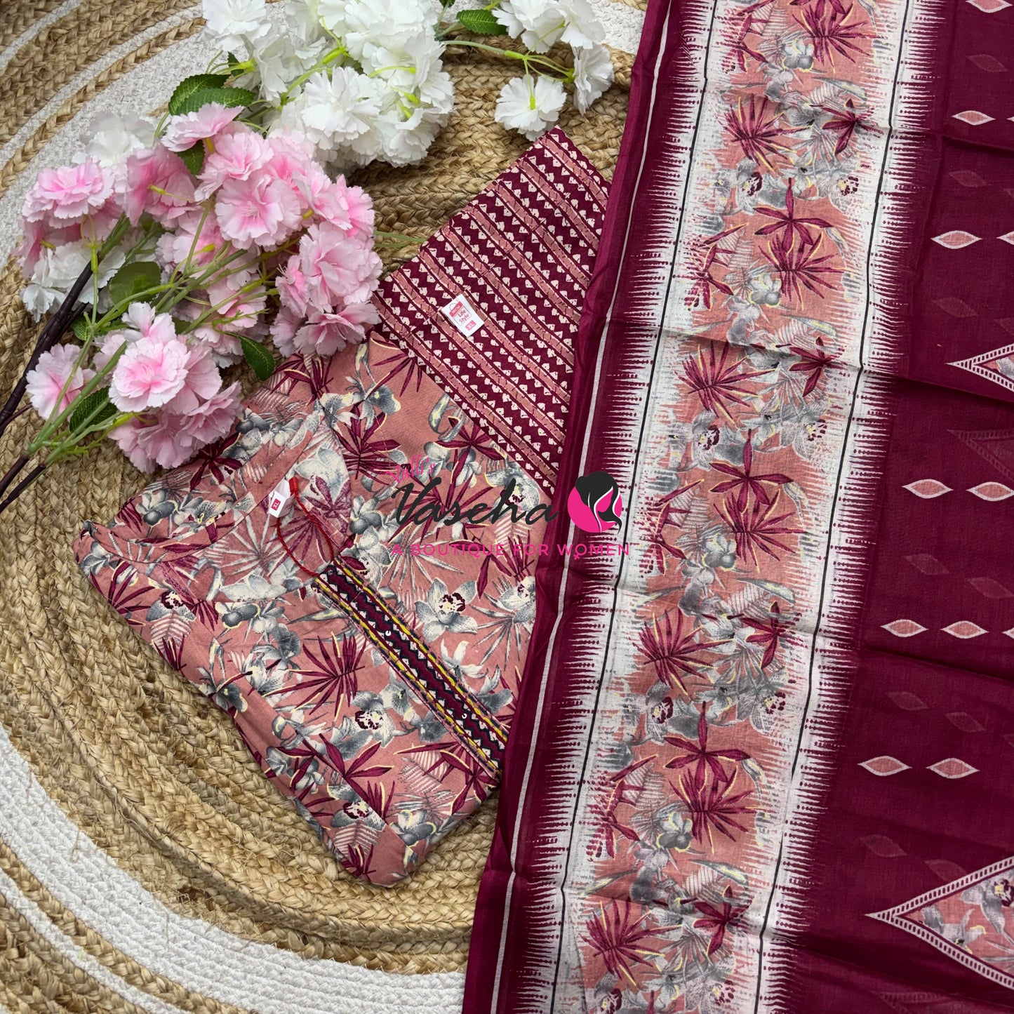 Ready Made - Anarkali - Salwar, Kameez & Duppatta(3pc)- Printed Cotton - VVAS011