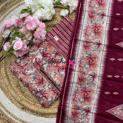 Ready Made - Anarkali - Salwar, Kameez & Duppatta(3pc)- Printed Cotton - VVAS011