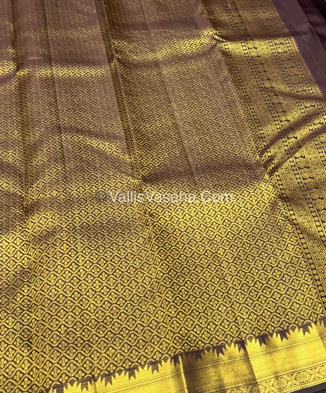 Pure Kanchipuram Silk Saree - Rust Orange with Wine Brown  Combo - VVPS013
