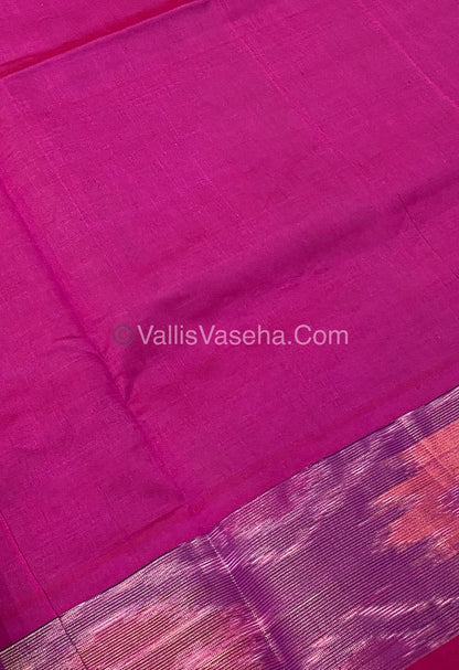 Semi Silk Cotton Saree - Green & Pink - VVSSC001