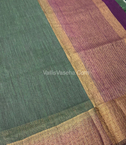 Bamboo Silk Saree -  Grey With Purple Shade - VVBSS002