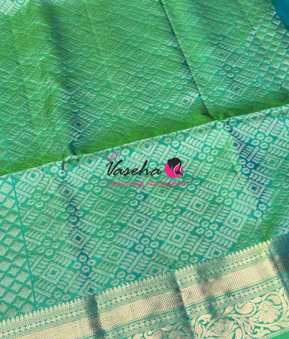 Pure Soft Silk Saree  - Dual Tone Green Shade - VVPSS135