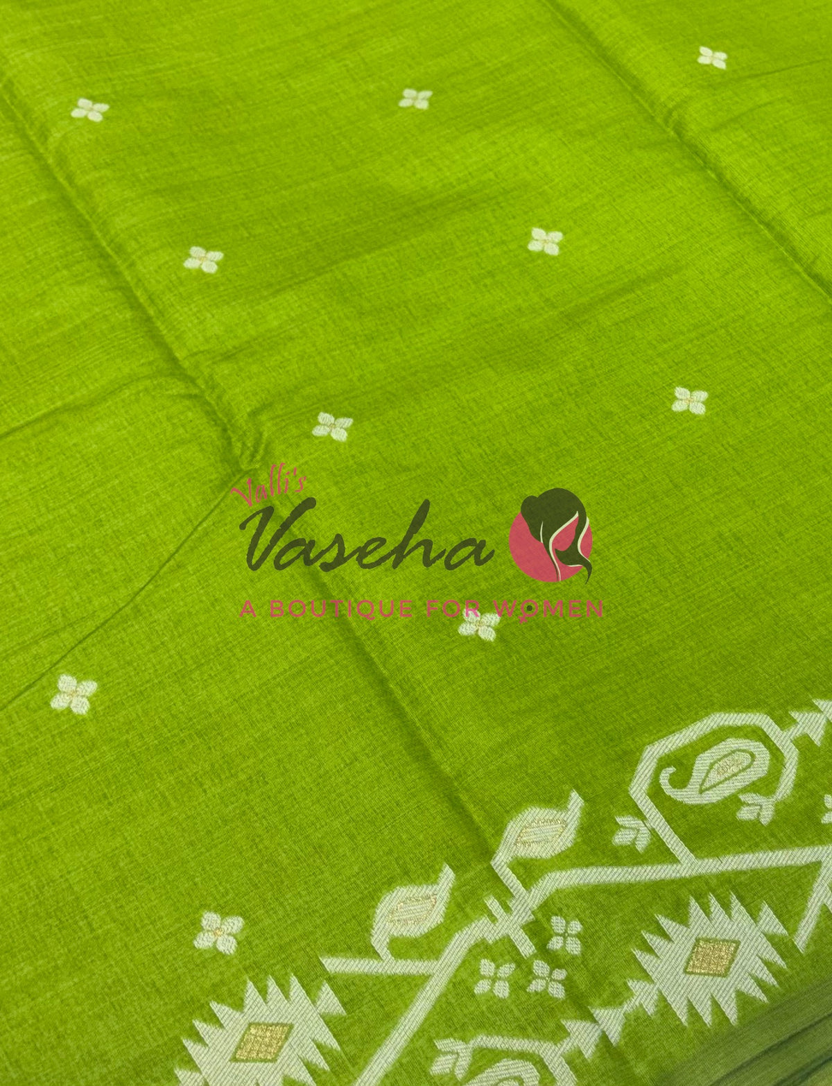 Semi Gicha Tussar Silk -  Green Shade - VVGTS002