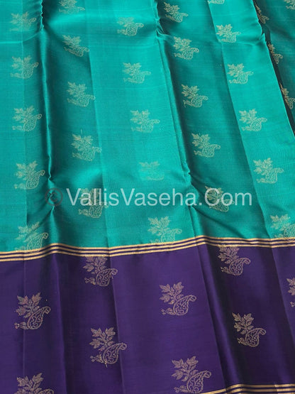 Half Mix - Pure Soft Silk Saree - Long Retta Petta Border with Butta - VVPSS075