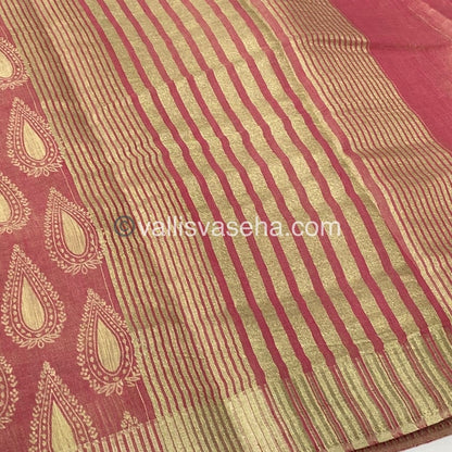 Semi Tussar Silk - Peachish Pink Shade - VVSTS006