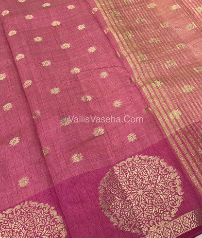 Semi Tussar Silk Saree - Onion Pink shade - VVSTS035