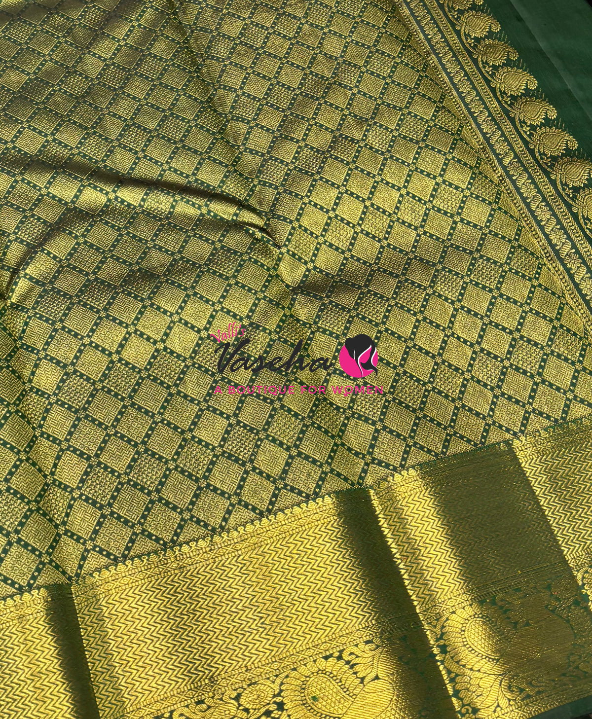Pure Kanchipuram Silk Saree - Green  Shade  - VVPS101