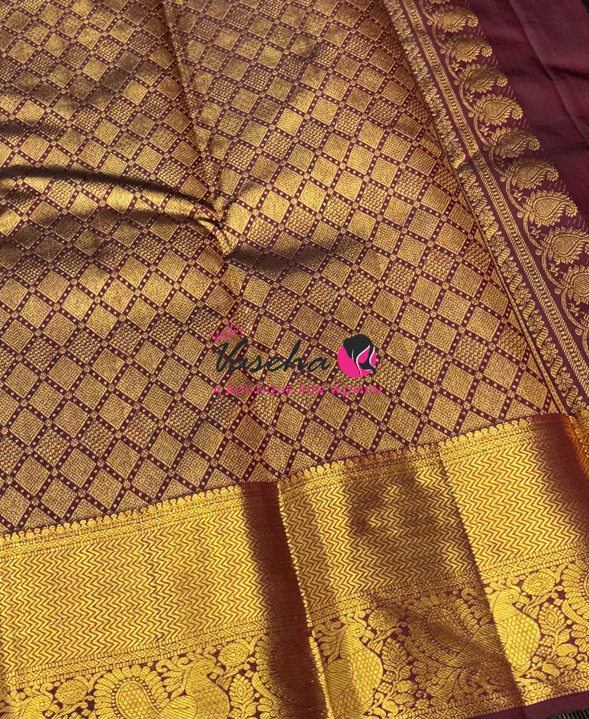 Pure Kanchipuram Silk Saree - Maroon Shade  - VVPS101