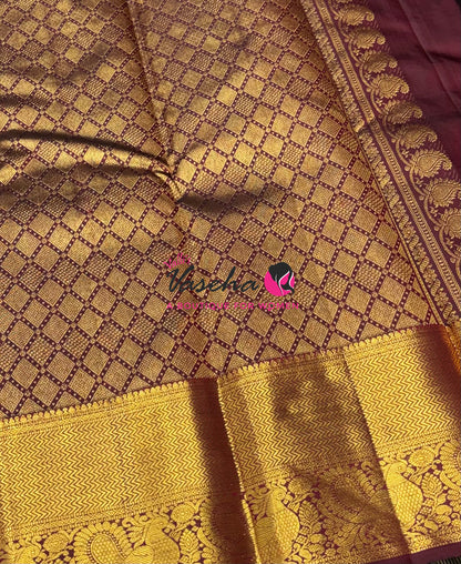 Pure Kanchipuram Silk Saree - Maroon Shade  - VVPS101