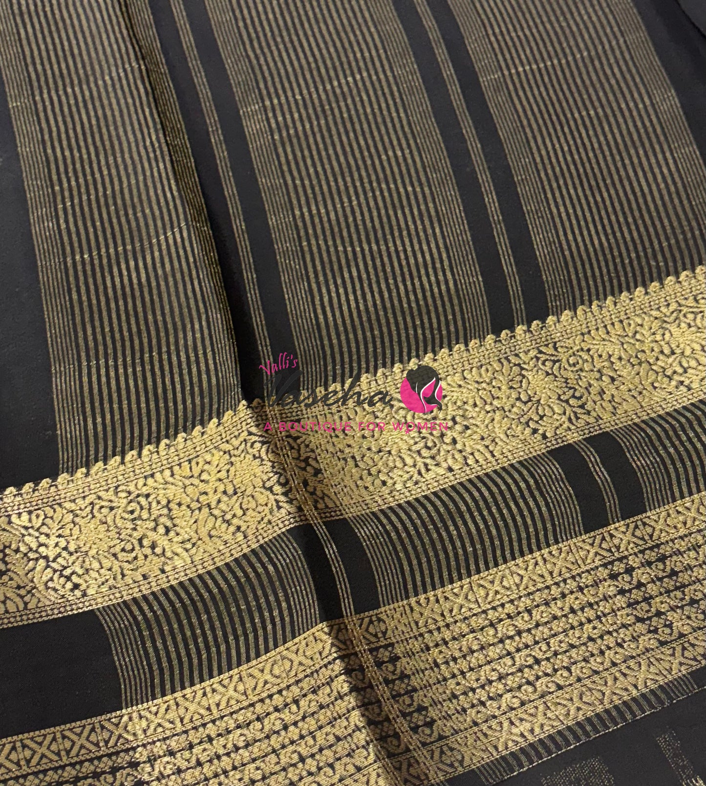 Semi Mysore Crepe Silk  - Black Shade - VVSMC004