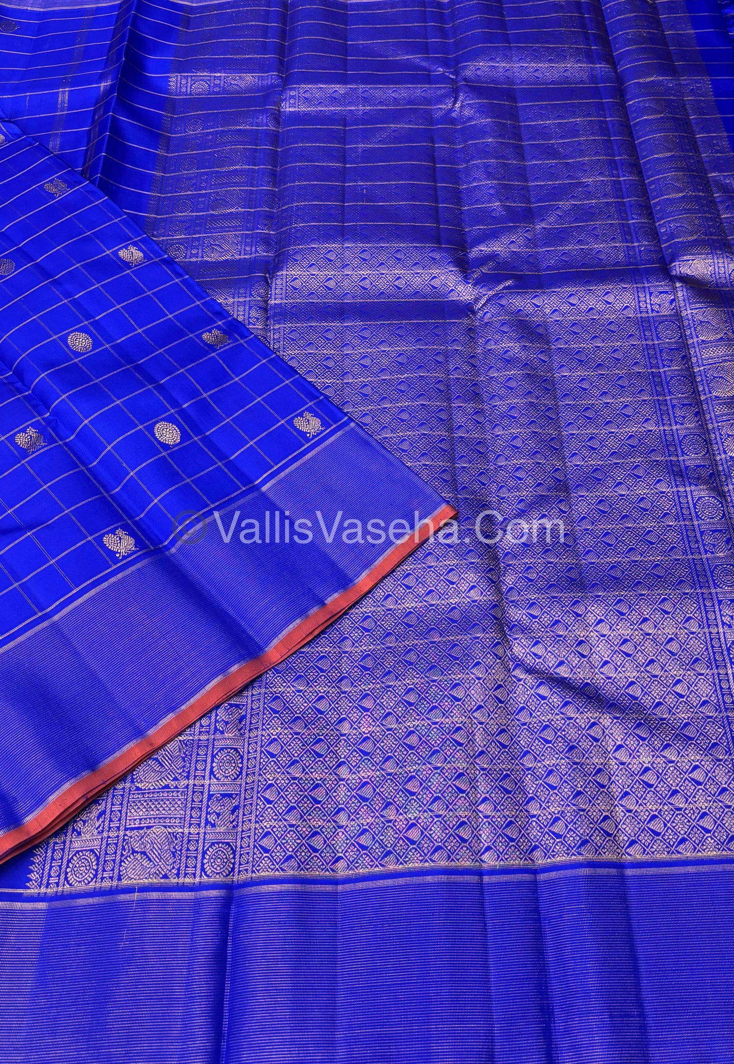 Pure Kanchipuram Silk Saree - Blue Shade - VVPS025