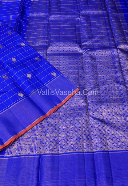 Pure Kanchipuram Silk Saree - Blue Shade - VVPS025
