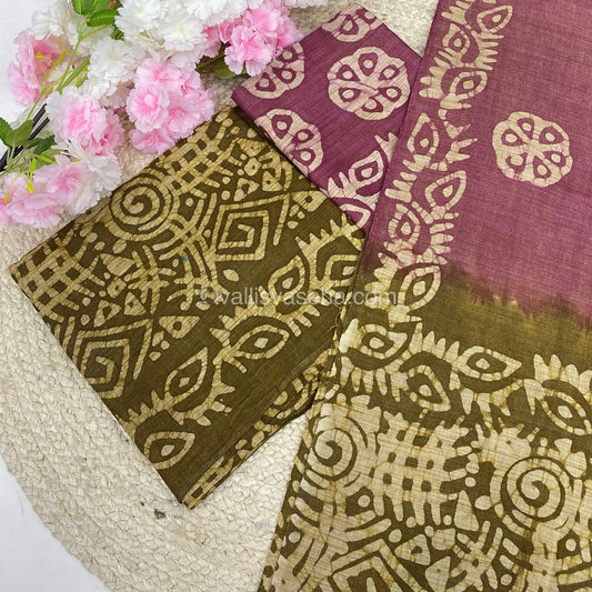 Unstitched Salwar Material- Baswada Batick Printed Silk - VVUSM005